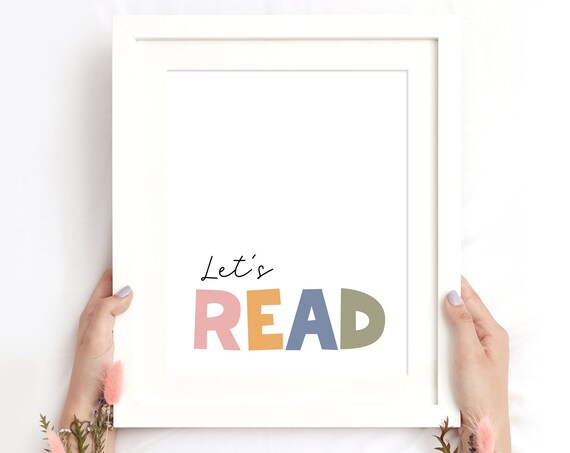 Let's Read Pastel Kids Reading Corner Nursery Typography Poster