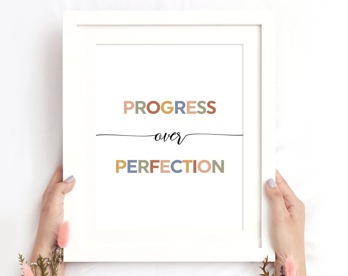Progress Over Perfection Wall Art Motivational Typography Print Cute Modern Boho Playroom Art Classroom Sign Instant - Image 2