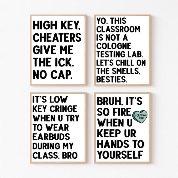 Gen Z Slang Classroom Signs Set, Teacher Decor