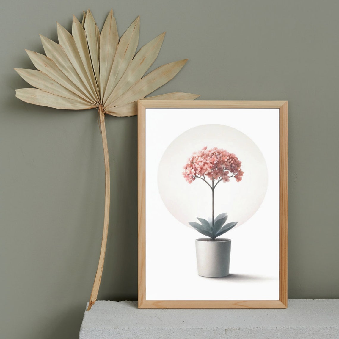 Pink Hydrangea Potted Bloom Minimalist Soft Botanical Art Poster - Image 4