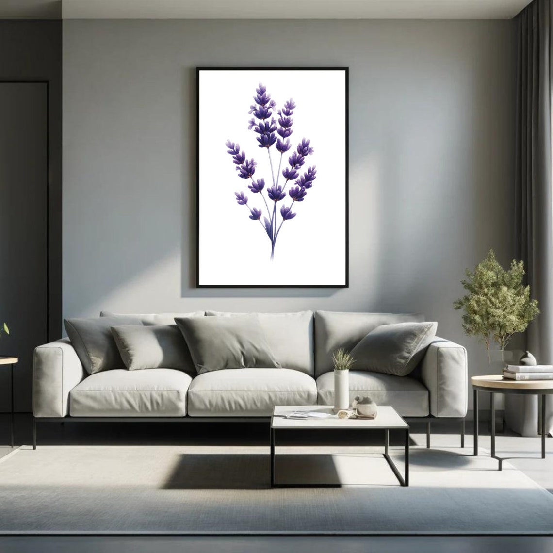 Purple Lavender Sprigs Botanical Tranquil Watercolor Art Poster - Image 4