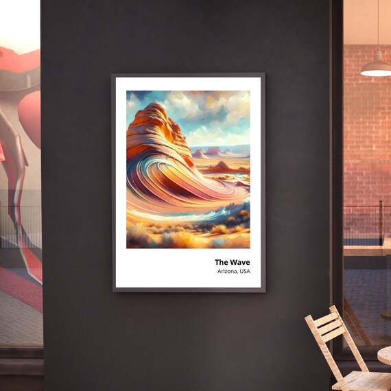The Wave Art Print Stunning Painting Of Arizonas Iconic Rock Formation Vibrant Wall Decor Majestic Desert Landscape Art