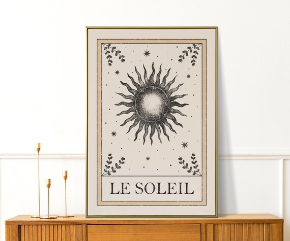 Le Soleil Vintage Tarot Sun Card Boho Celestial Decor Poster