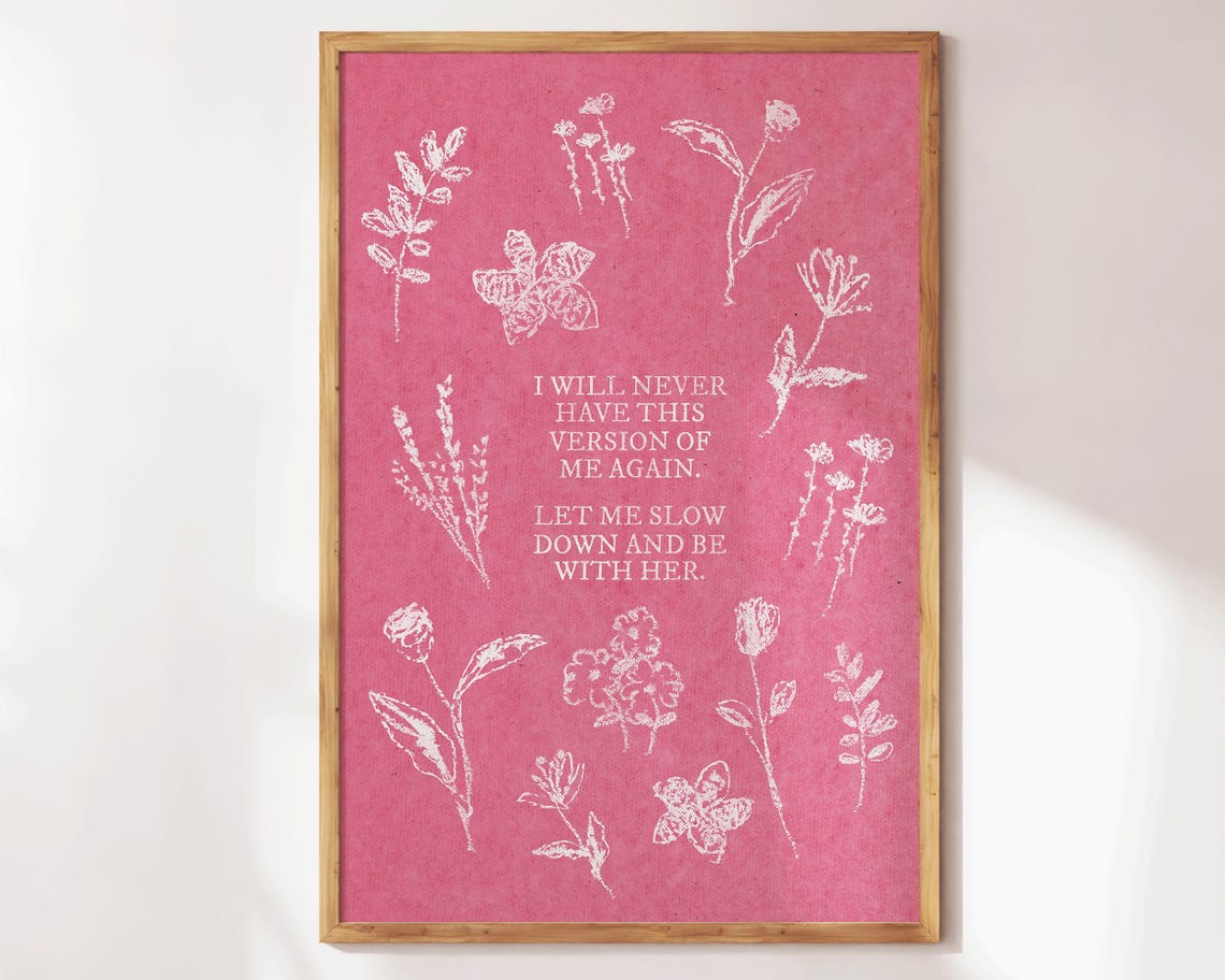 Self Love Quote Pink Floral Botanical Girly Apartment Poster