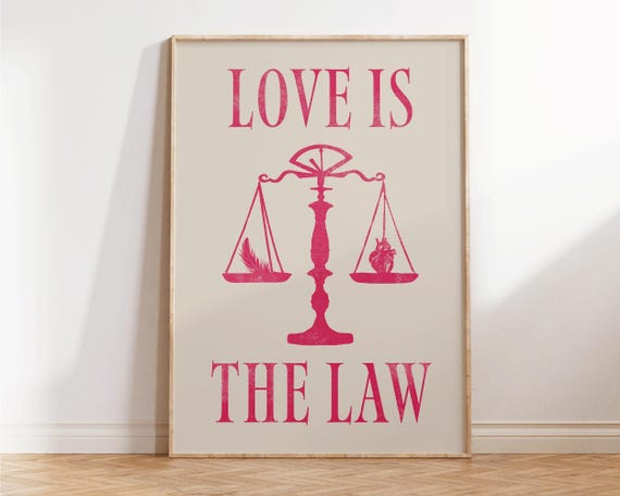 Love Is The Law Print Retro Wall Art Spiritual Inspirational Quotes Preppy Apartment Decor Cute Girly Gifts For Bedroom