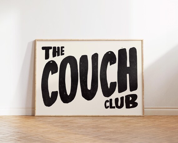 Slanted Black The Couch Club Wavy Hand Drawn Lettering Poster