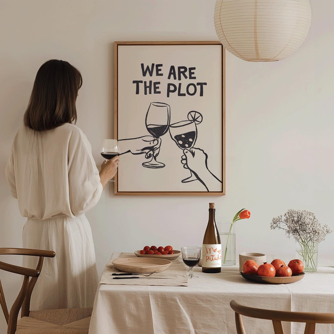 We Are the Plot Wine Glasses Cheers Trendy Typography Wall Poster