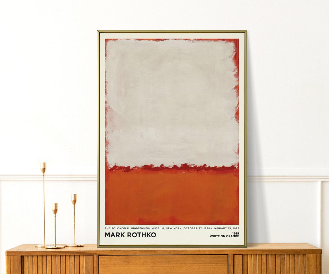 Mark Rothko White on Orange 1959 Abstract Guggenheim Art Poster