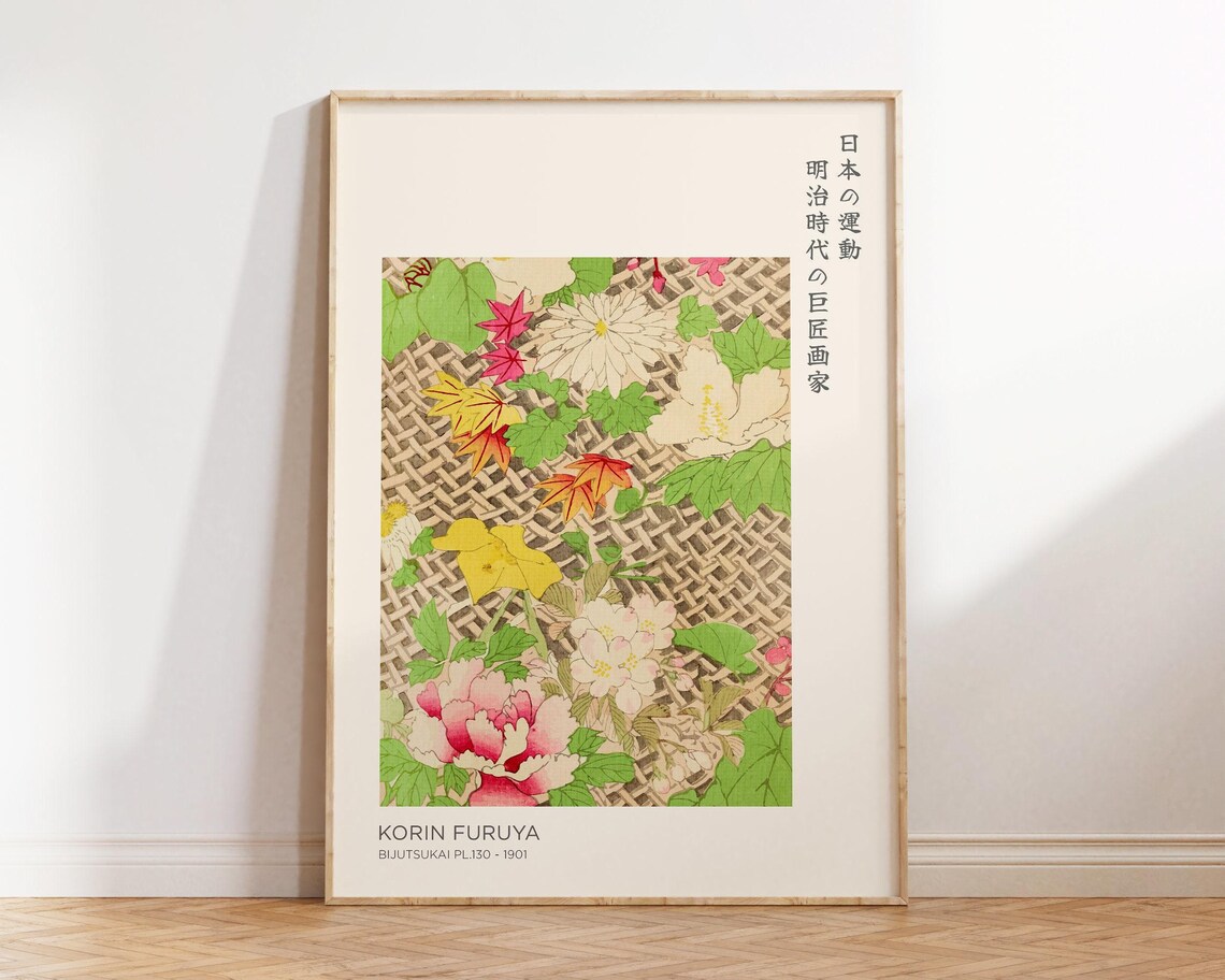 Korin Furuya 1901 Japanese Floral Vintage Botanical Art Poster