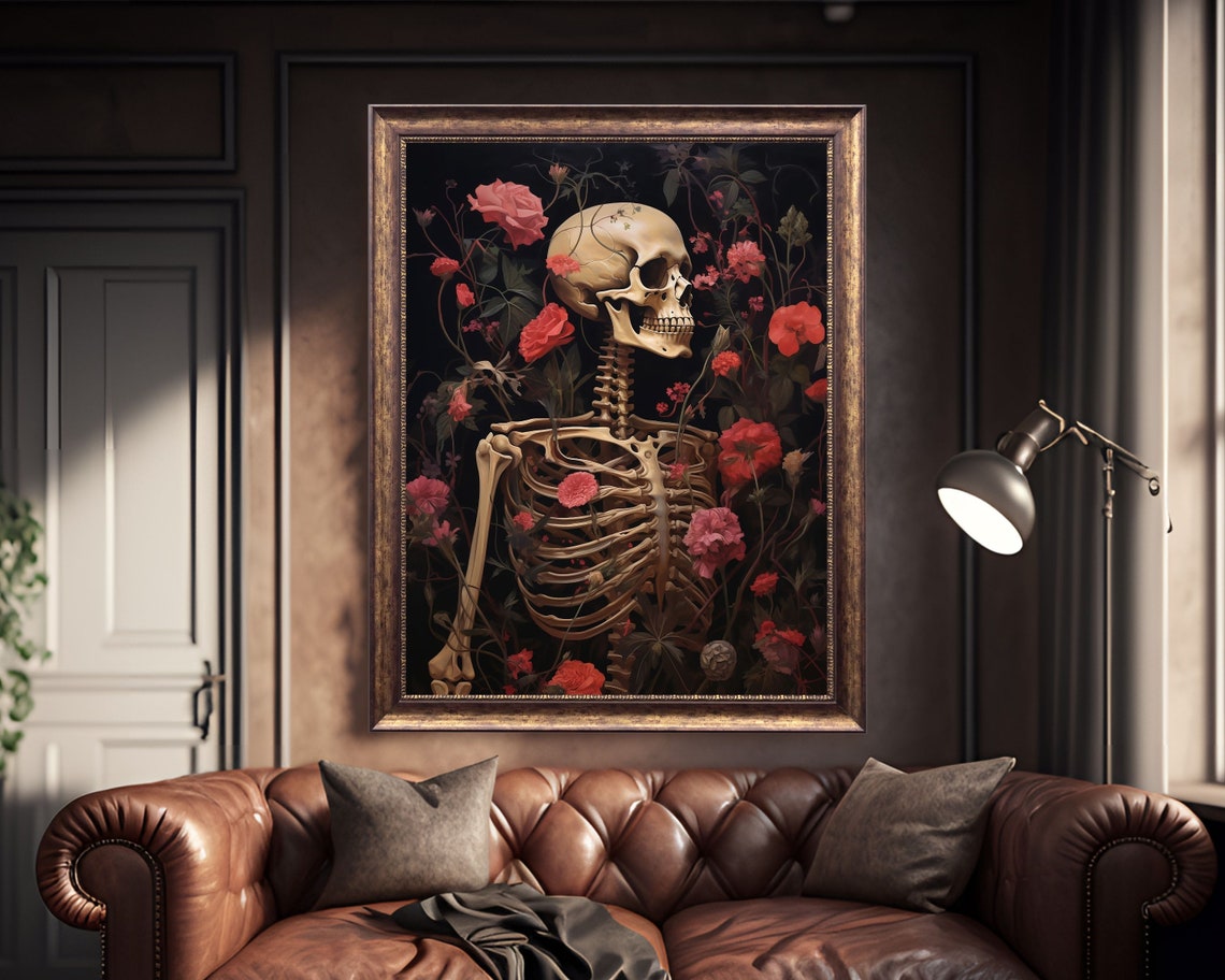 Floral Skeleton Gothic Vintage Botanical Art Print - Image 4