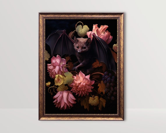 Fruit Bat Gothic Cottagecore, Vintage Art Print