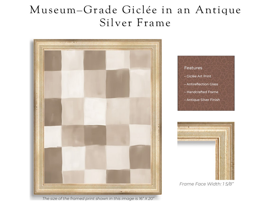 Framed Modern Checkered Art Print Framed Modern Neutral Art Print Framed Neutral Pattern Framed Modern Art Framed Minimalist Artwork - Image 2