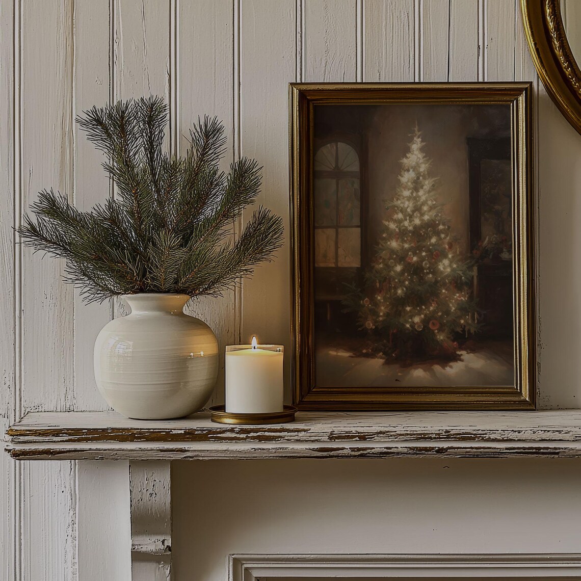 Vintage Christmas Tree Art Print, Antique Style - Image 3