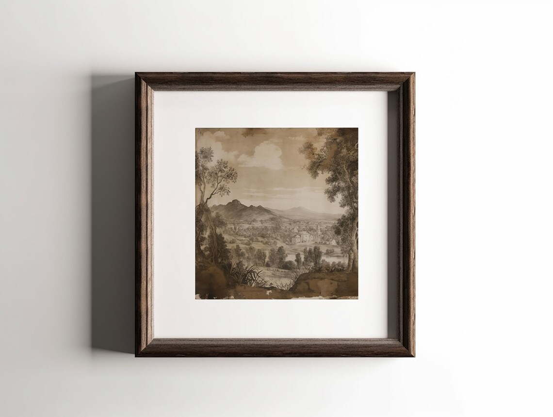 Vintage Toile Landscape Antique Wall Art Print - Image 3