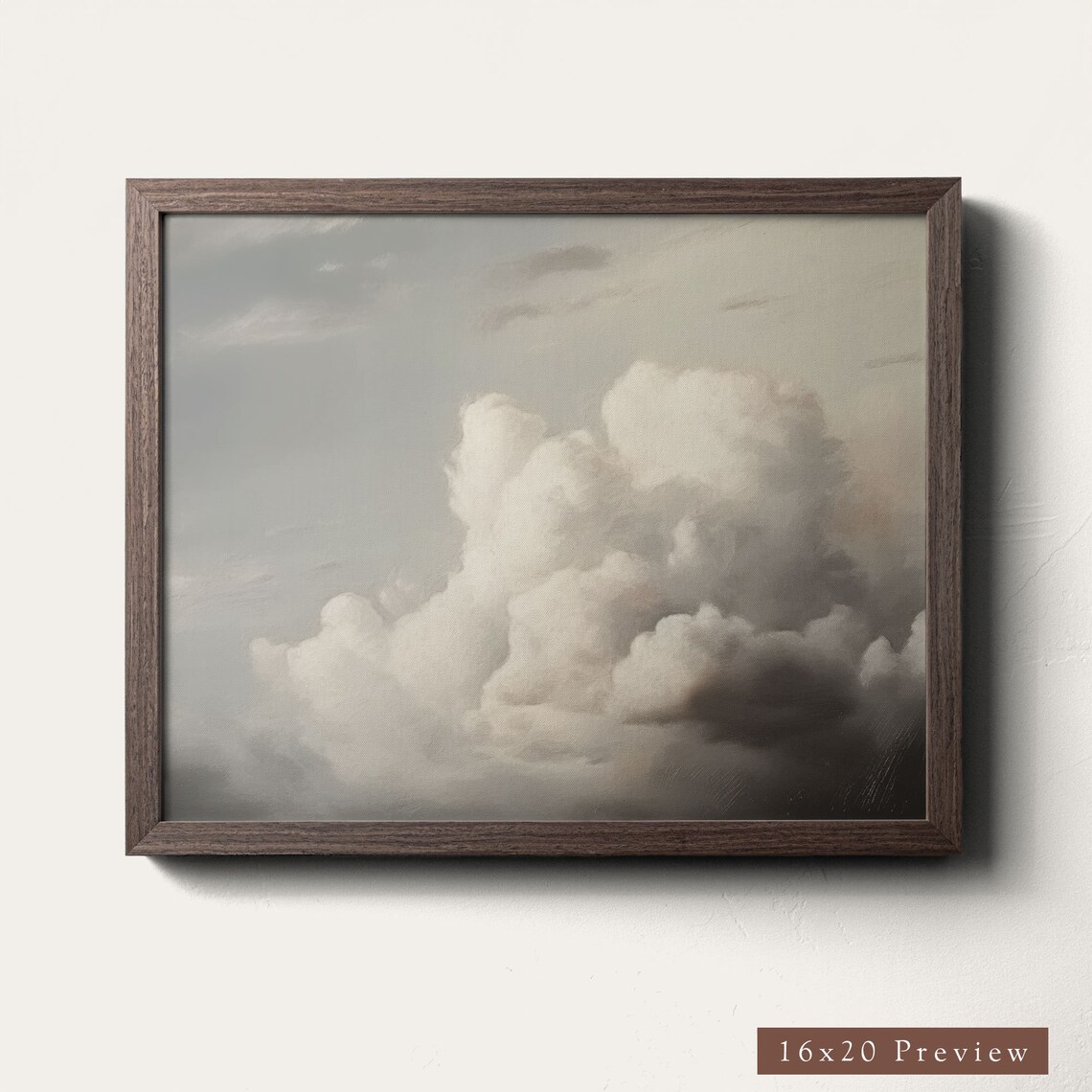 Clouds Painting Art Print, Vintage Neutral Sky - Image 4