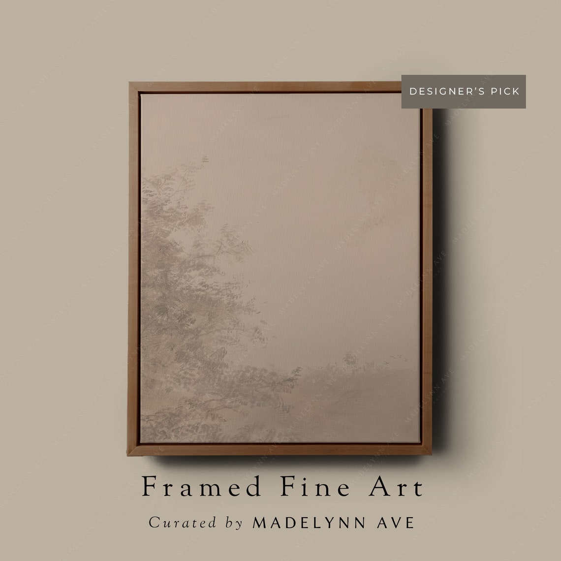 Sepia Abstract Landscape Faint Foliage Along Left Edge Poster