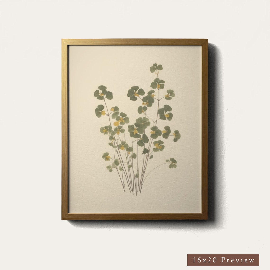 Clover Stem Botanical Pressed Yellow Blossom Vintage Art Poster - Image 5
