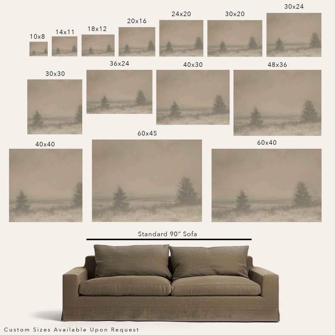 Minimalist Winter Field Landscape Neutral Sepia Tones Poster - Image 2