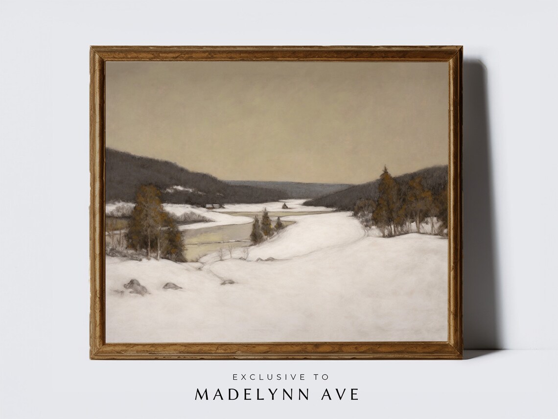 Vintage Winter Countryside Landscape Art Print