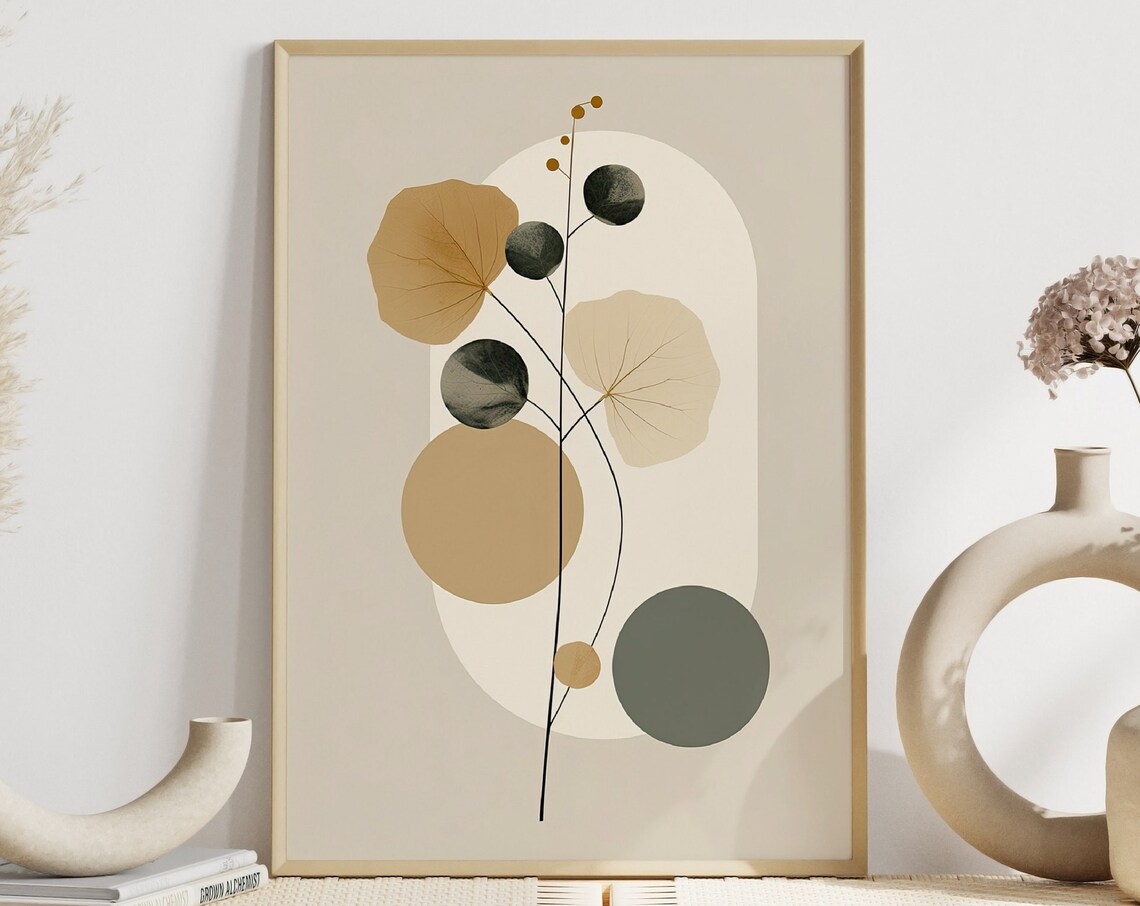 Scandinavian Abstract Botanical Posters, Minimalist Art Print