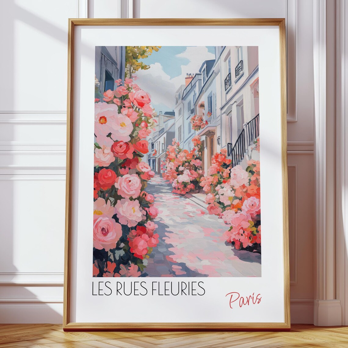 Paris Les Rues Fleuries Romantic Flower Street Painting Art Print