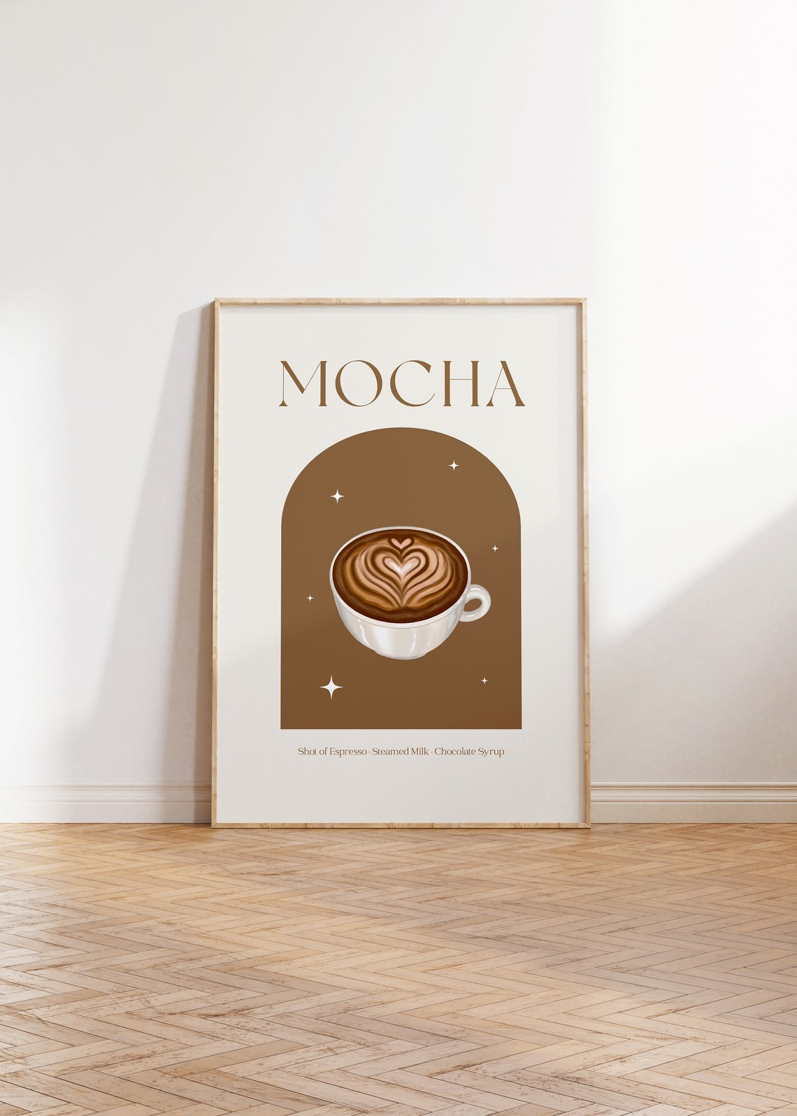 Mocha Coffee Recipe Heart Latte Art Chocolate Kitchen Poster - Image 2