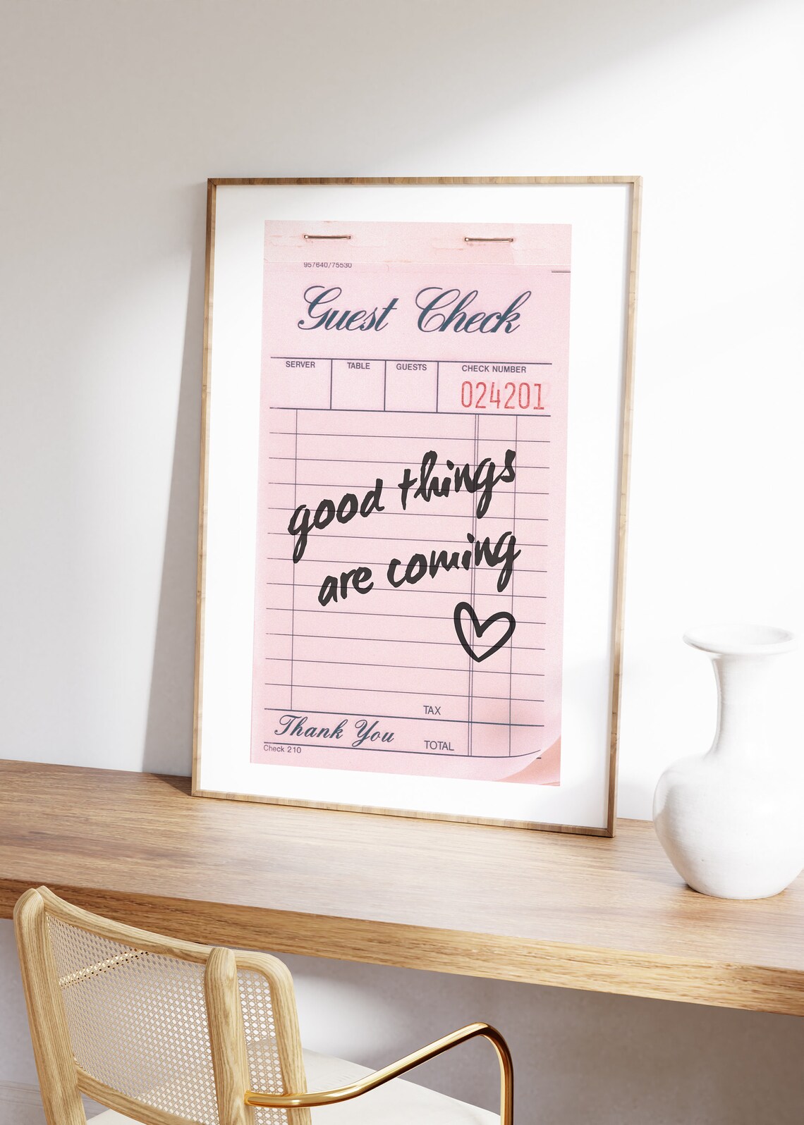 Guest Check Retro Bar Cart Art Print, Pink Decor - Image 2