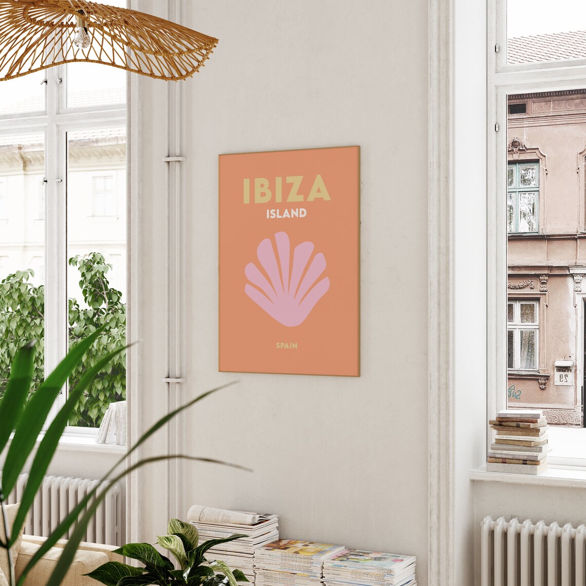 Ibiza Island Spain Minimalist Orange Pink Shell Travel Poster - Image 3
