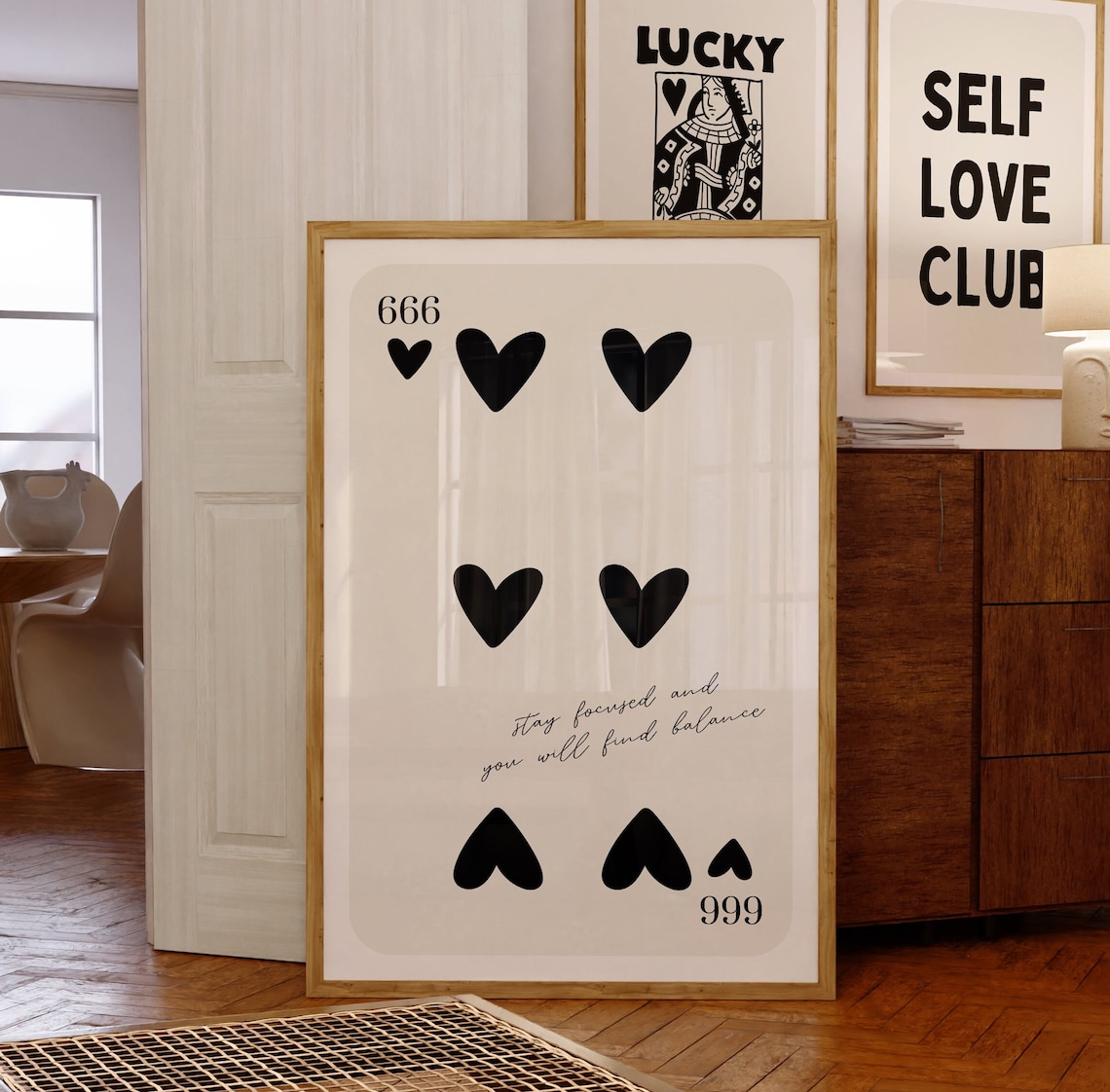 Angel Number 666 Playing Card Poster, Wall Art Print