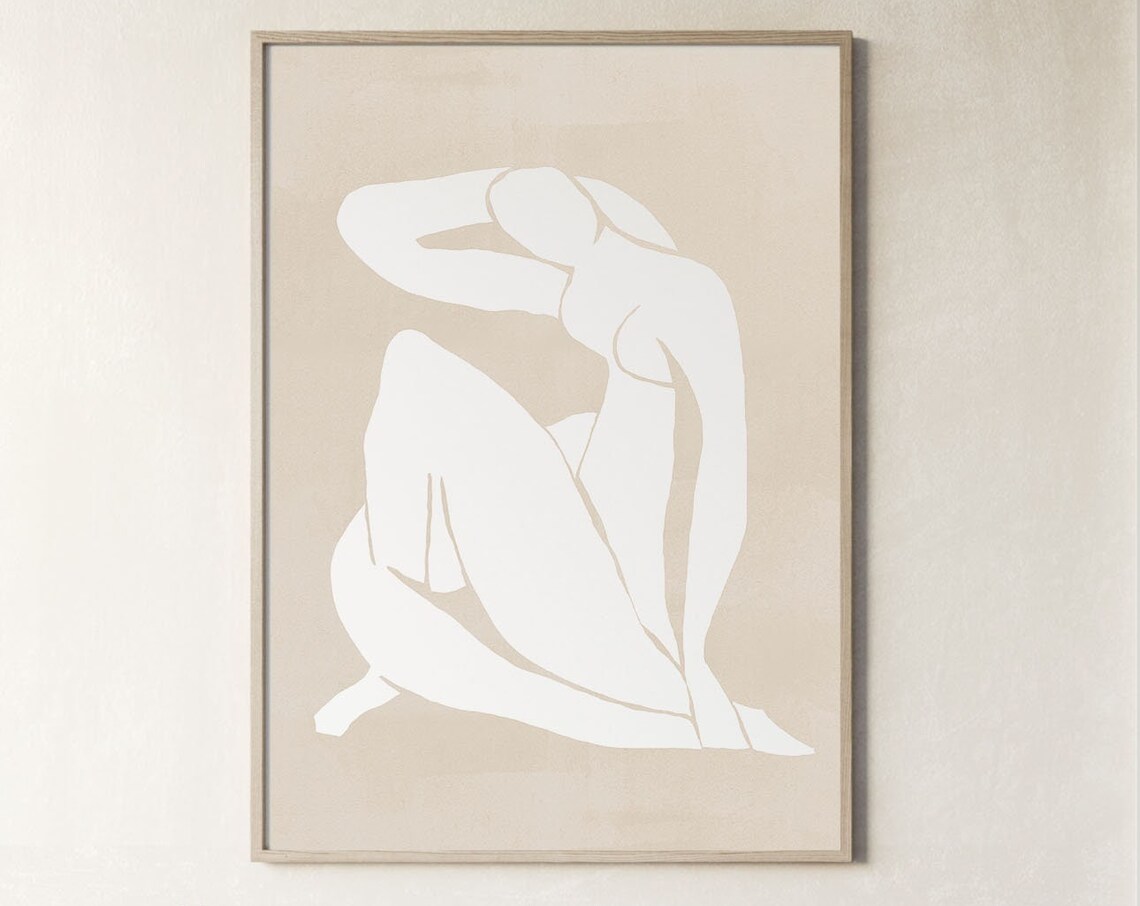 Matisse Inspired Seated Figure Cutout Neutral Beige Wall Art - Image 3