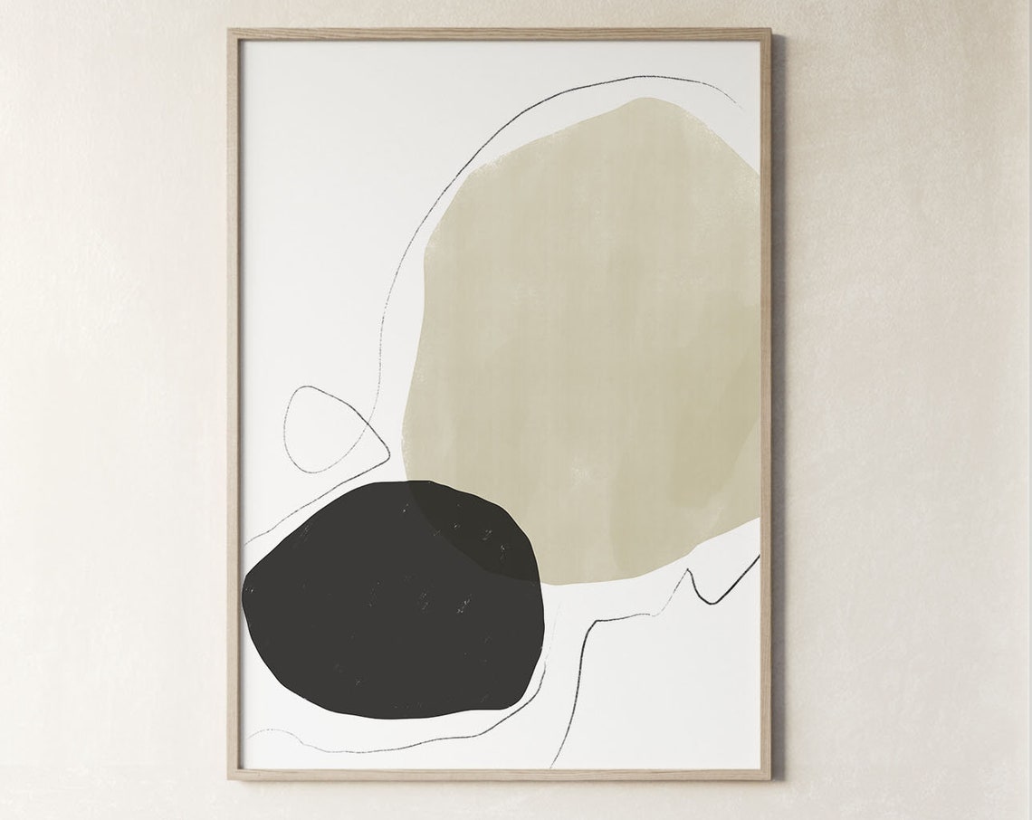 Sage Green Black Organic Shapes Minimal Japandi Abstract Poster - Image 4