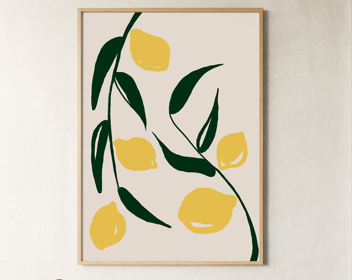 Modern Lemon Branch Yellow Citrus Minimalist Kitchen Art Poster - Image 4