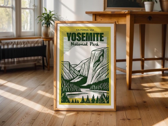 Yosemite National Park Retro Travel Art California USA Poster