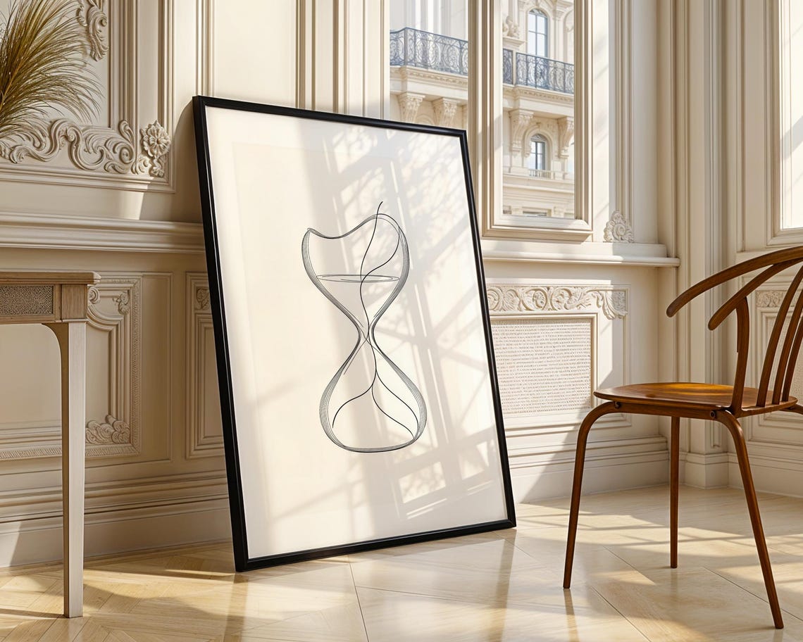 Abstract Hourglass Minimal Line Art Modern Sand Clock Drawing Poster - Image 3
