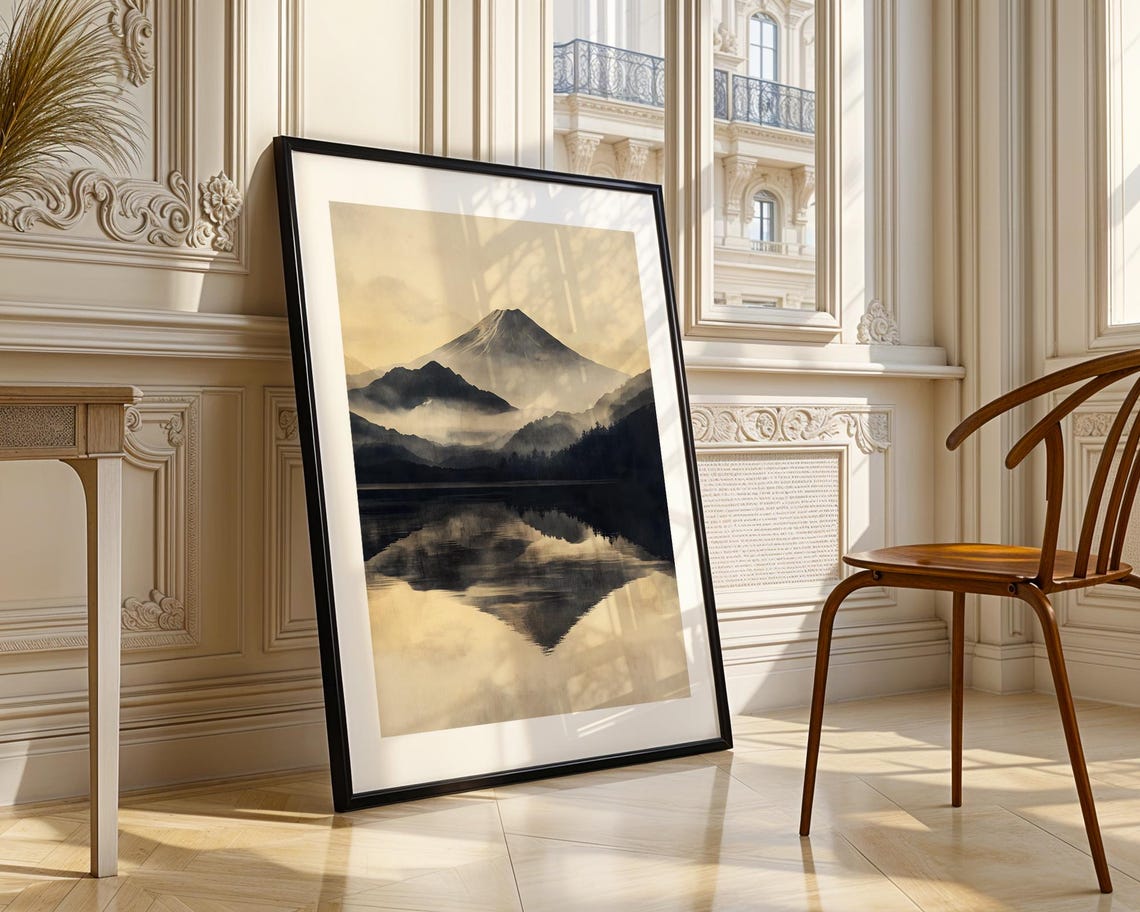 Tranquil Misty Mountain Lake Wall Art Print Reflection Nature River Modern Home Decor Serene Peaceful Poster Gift - Image 3