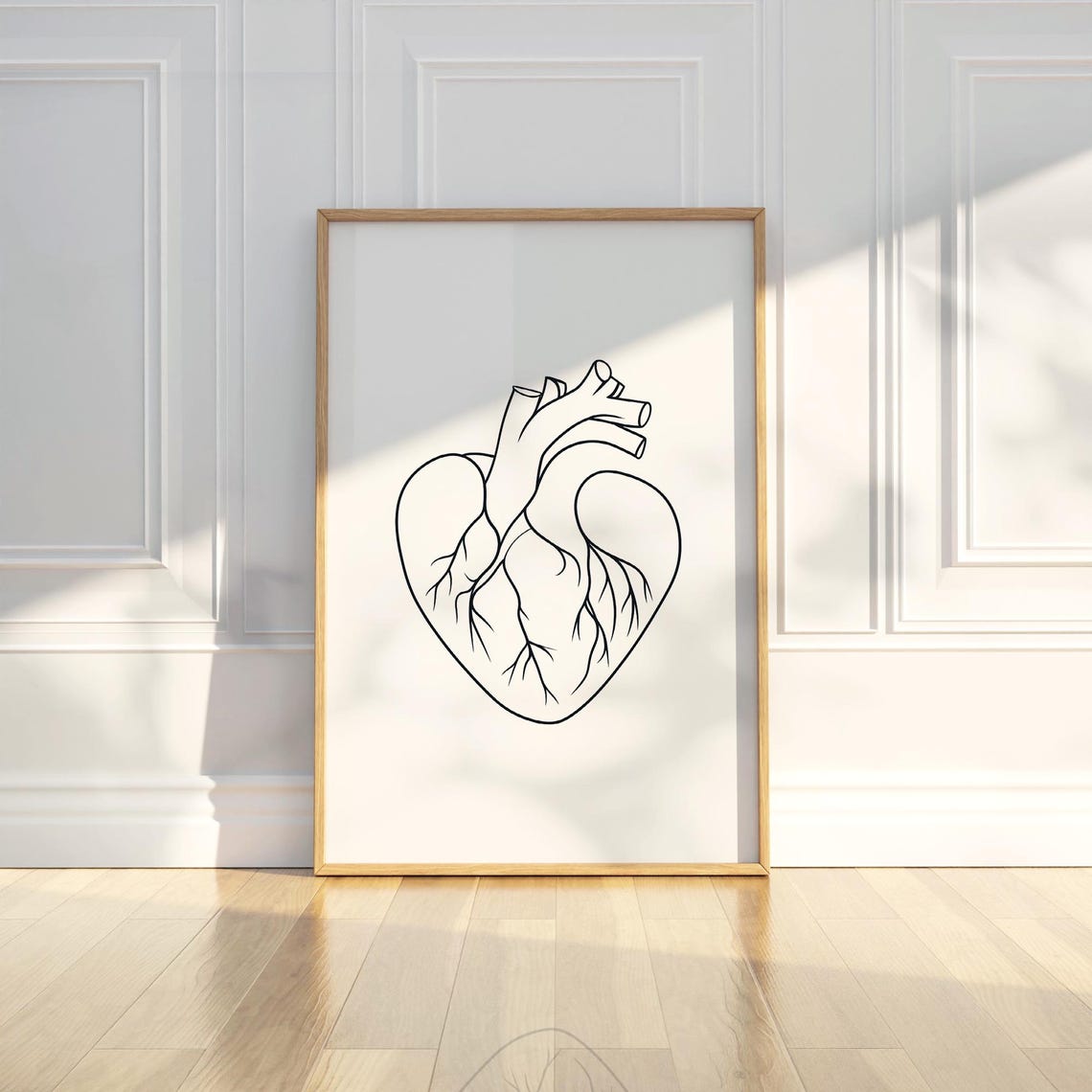 Anatomical Heart Outline Minimalist Medical Line Art Biology Poster