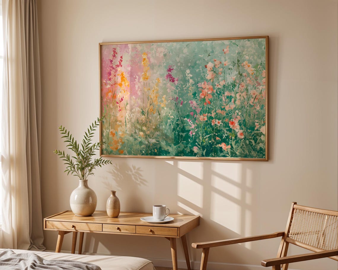 Colorful Wildflower Meadow Abstract Impressionist Painting Poster