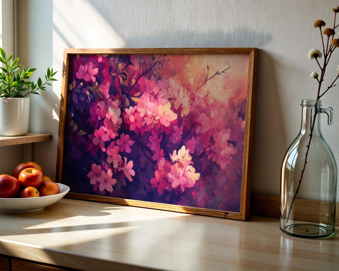 Pink Cherry Blossom Abstract Floral Explosion Spring Bloom Poster - Image 2