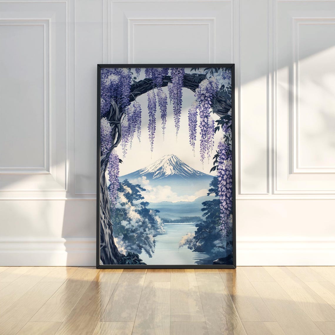 Mount Fuji Framed By Purple Wisteria Arch Blossom Art Poster