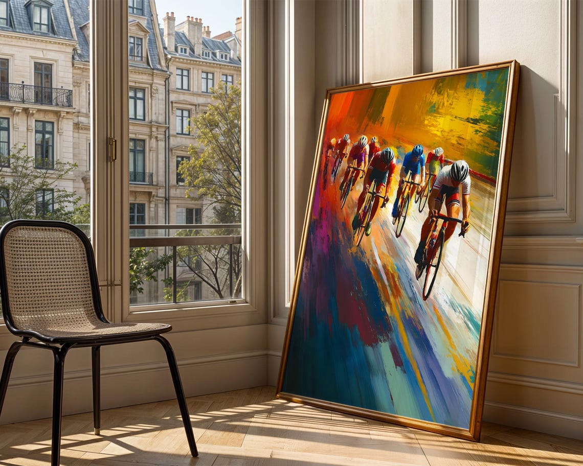 Cycling Peloton Race Sprinters Colorful Road Bike Sports Print - Image 3