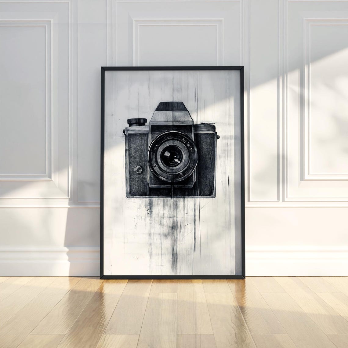 Vintage Analog Film Camera Retro Black And White Sketch Poster - Image 6