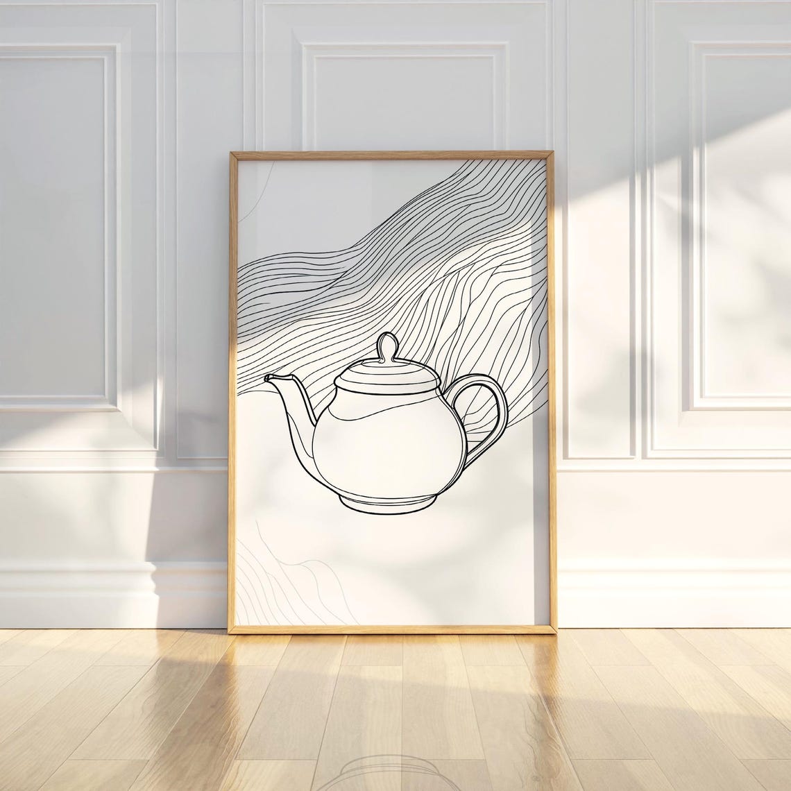 Minimalist Teapot Line Art Poster for Cozy Kitchen Wall Decor