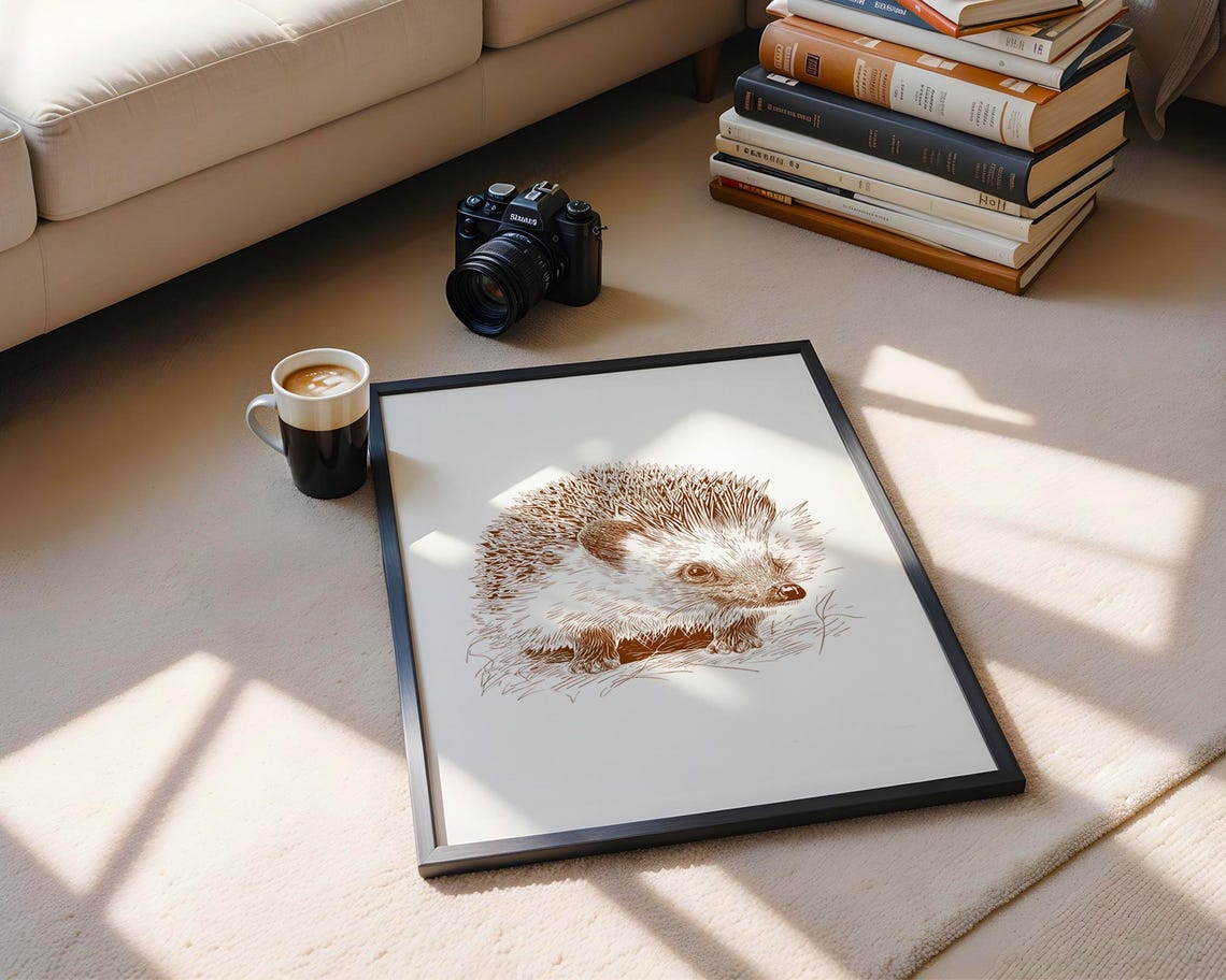 Hedgehog Ink Sketch Line Art Simple Animal Illustration Drawing Trendy Poster Wall Print Modern Home Decor - Image 6