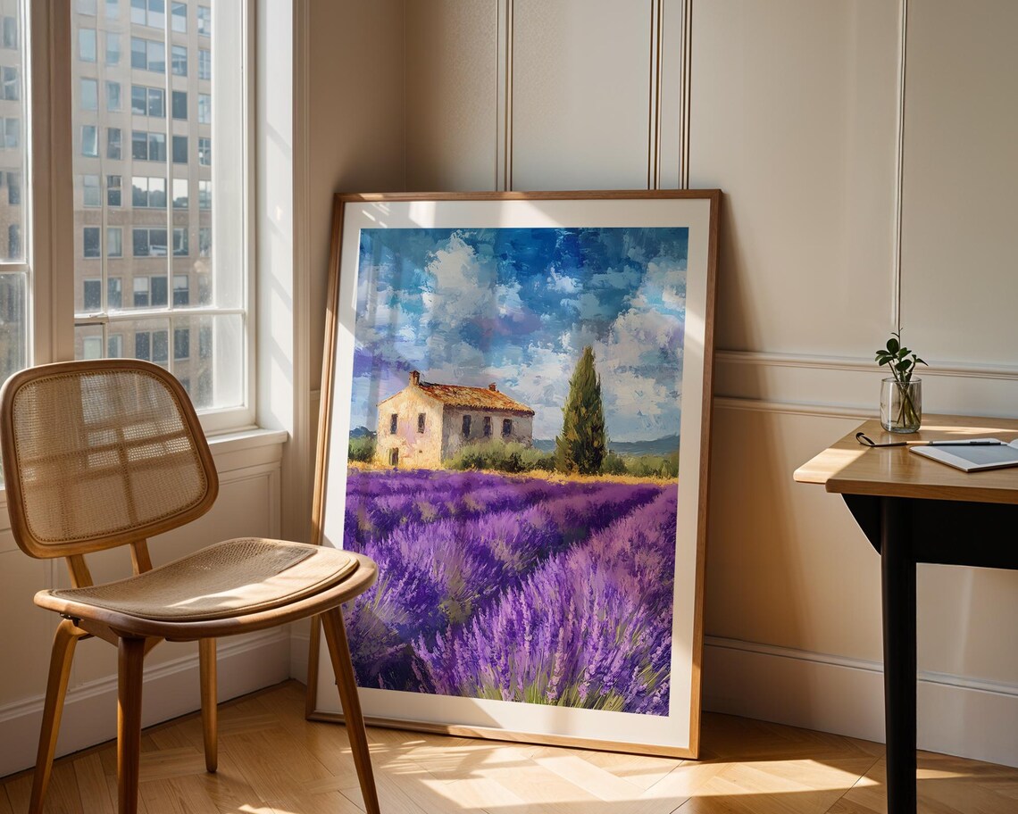 Provence Lavender Field Farmhouse Purple Botanical Oil Painting Poster - Image 2