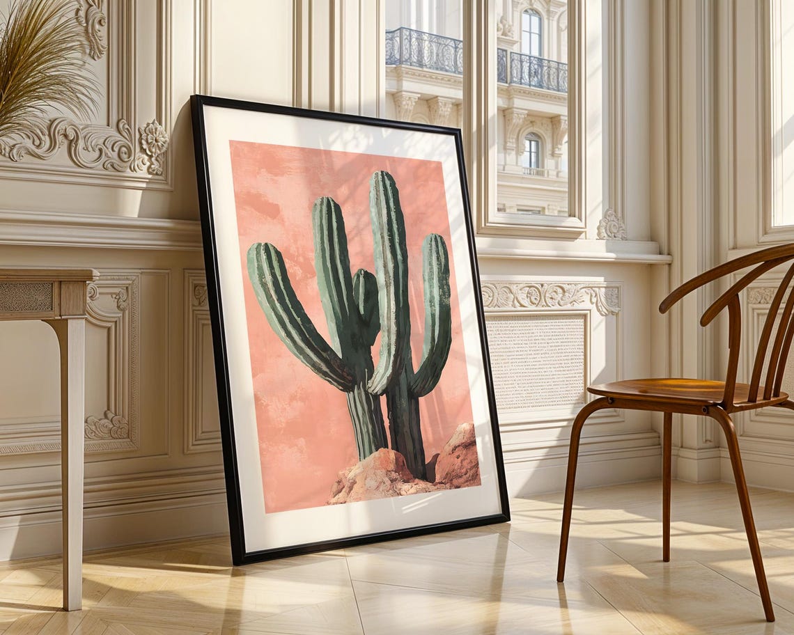 Saguaro Cactus Pink Background Botanical Art Modern Desert Poster - Image 5