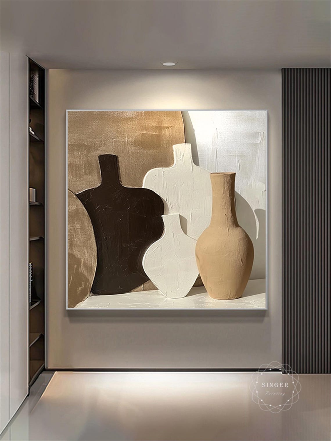 Abstract Earth Tone Vessels Still Life Textured Minimalist Art Poster - Image 5