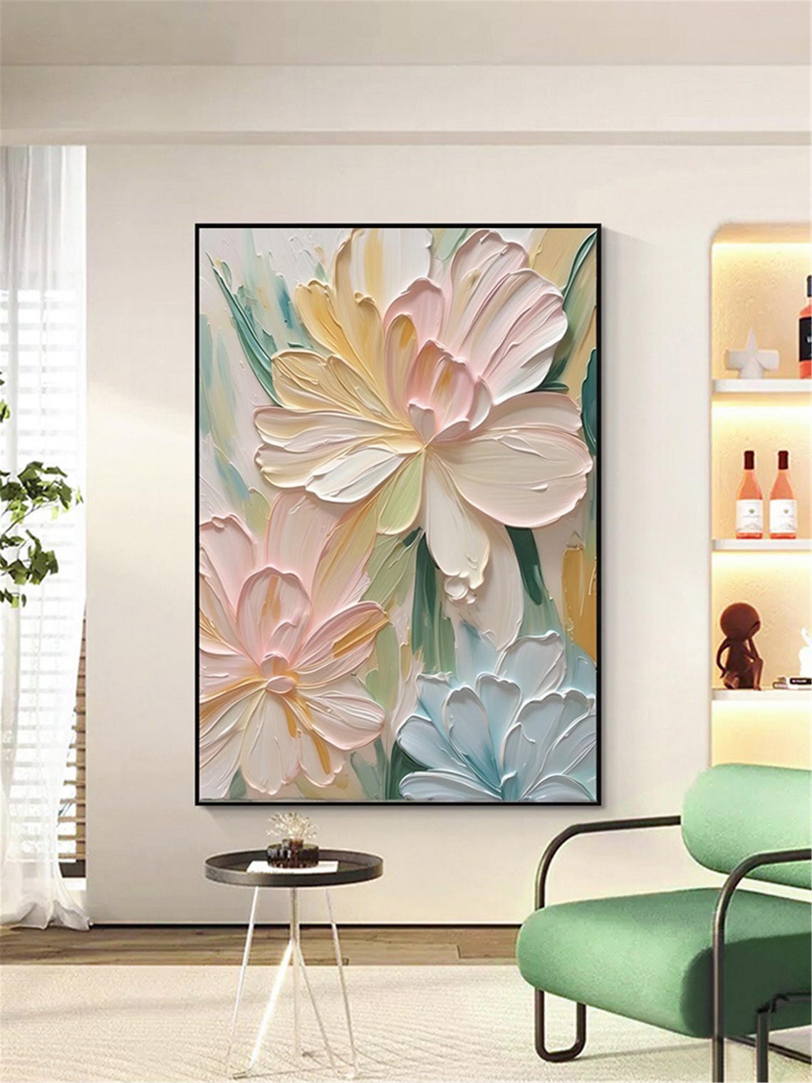 Christmas Decoration 3dtextured Acrylic Painting On Abstract Painting Pink Flower Wall Art Living Room Painting Framed Wall Art Gifts - Image 4