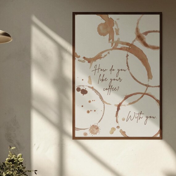Coffee Stain Art Print Minimalist Romantic Decor In Warm Tones 5 Sizes