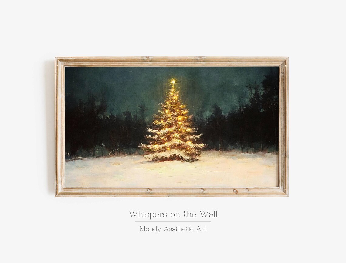 Nostalgic Christmas Tree Holiday Wall Art Print