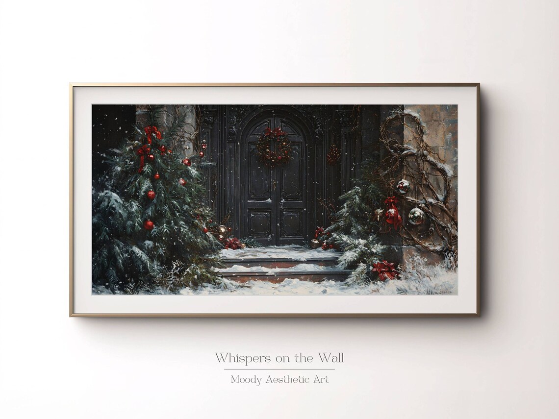 Collegiate Gothic Christmas Art Print, Moody Holiday Decor - Image 3